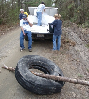 A tire from the Space Shuttle Columbia, recovered near Hemphill, TX.