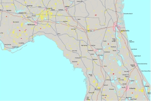 Figure 5: MODIS fire detection activity for northern Florida on 2005 April 29