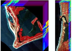 Figure 5: Hysperspectral data cubes of Fort Desoto Park (left) and Morro Bay (right)